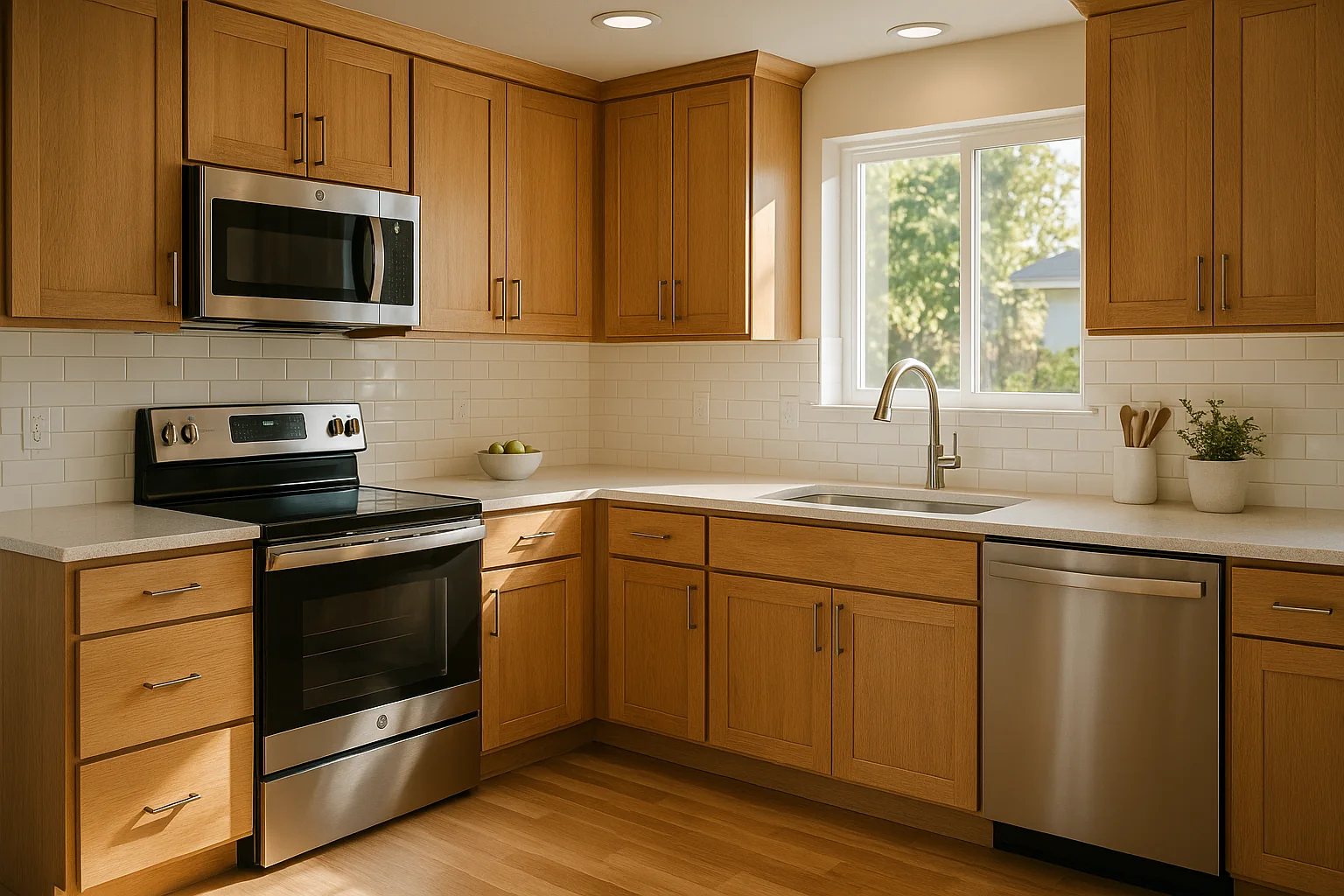 Refreshed kitchen in a Corvallis home with new counters and cabinets