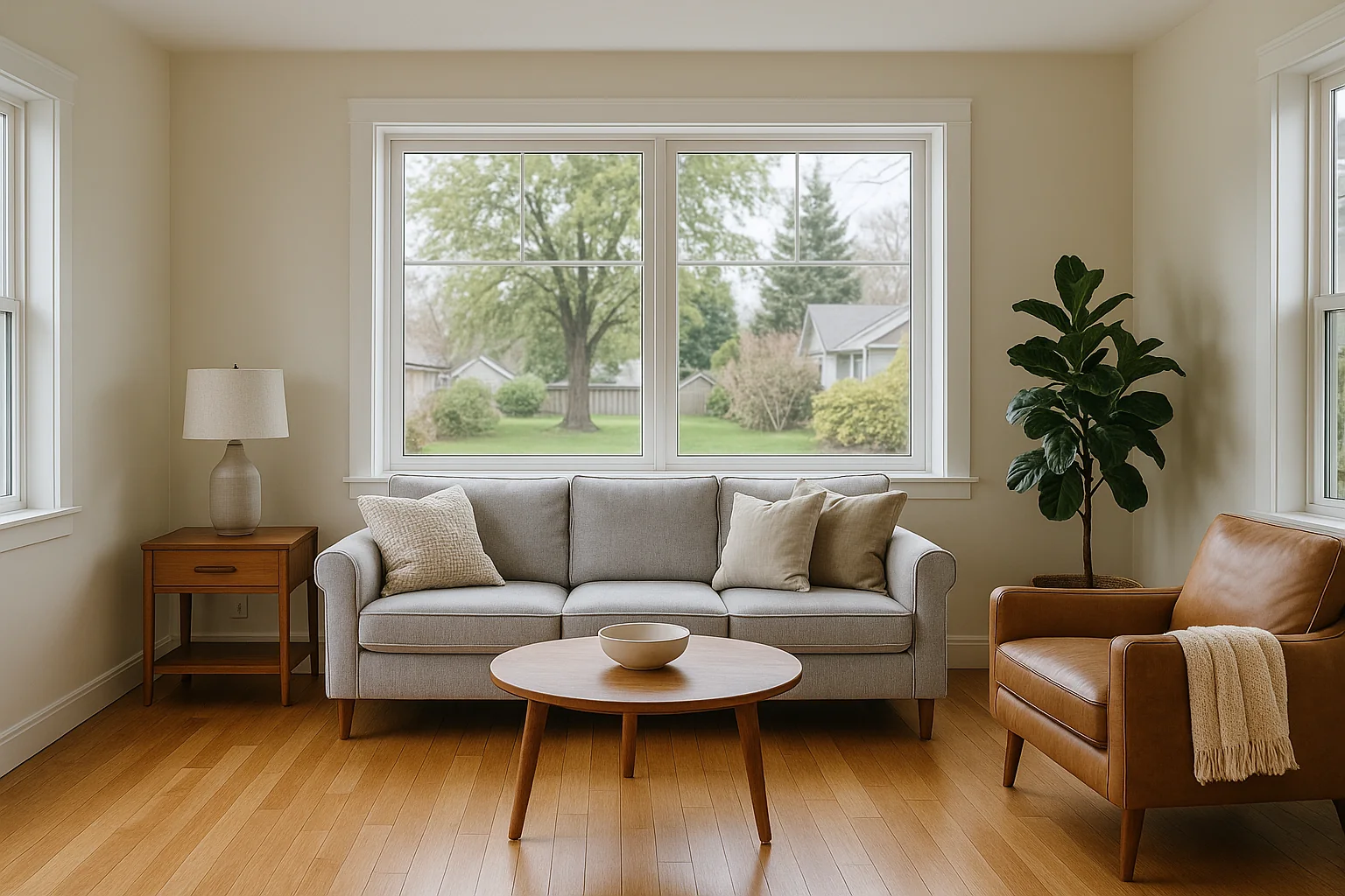 New energy-efficient windows on a Corvallis home interior with valley light